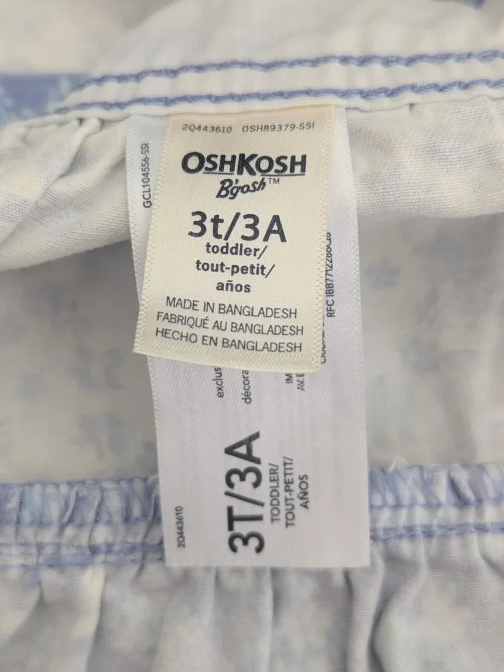 OshKosh B'gosh Girls (Size 3) Blue & White Floral Tiered Bib/Overall-Style Dress
